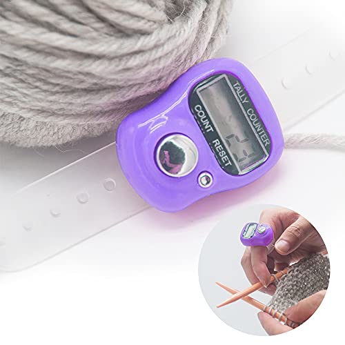 LAMXD Knit Counter Knitting Crochet Stitch Marker Row Counter,Finger Digital Counter,Stitch counters for Crocheting,PurpleFinger Counter with 20pcs Stitch Marker(Random Color)
