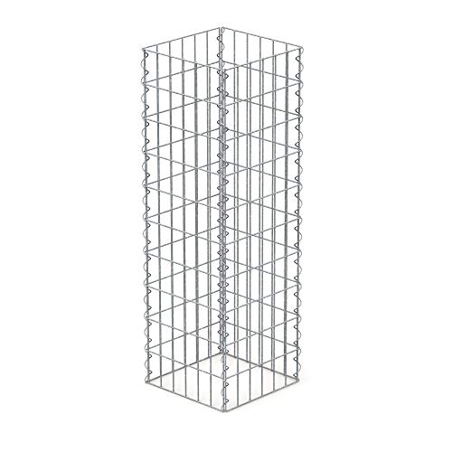 Preisvergleich Produktbild ECD Germany Gabionen Säule 100x30x30cm Eckig Verzinkter Stahl Maschenweite 5x10cm Drahtstärke 4mm Wetterfeste Gabione Steingabionen Steinkorb Drahtkorb Gabionenkorb Gabionenwand Mauer für Garten