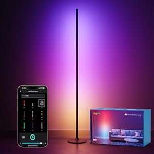 Lepro OE1 AI Floor Lamp, Music Sync Smart Standing Lamp, Corner Floor Light for Living Room, Bedroom, RGB+Warm White, 1000lm, Personalized AI Lighting Designer, Works with Alexa, 2.4G WiFi, No Remote
