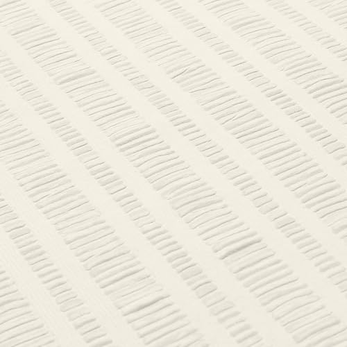 Aiyufeng Extra Long Cream Shower Curtain 96 Inch Long, Embossed Texture Fabric Bathroom Shower Curtain, Large Hotel Bath Curtain with 12 Holes, 72x96 by Aiyufeng - Image 4