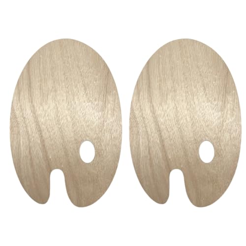 2 PCS Wooden Paint Palette Artist Palette Oil Paint Palette, Art Pallet for Painting Wood Palette (2, 7.8x11.8 inch)