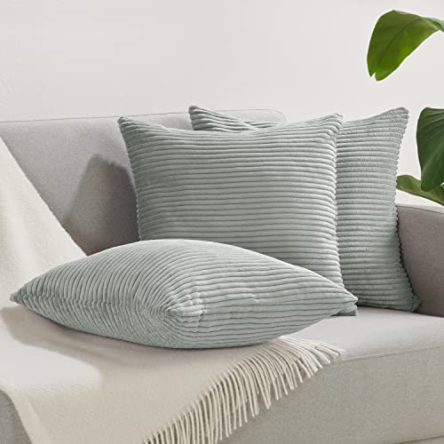 Blumtal - Lot De 2 Housse De Coussin Velours Côtelé 45 x 45 cm - Housse De Coussin Décorative avec Fermeture Éclair Dissimulée - Gris Clair Cover