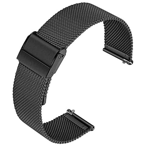 Correa de Reloj Metal Lahviuu para Hombres y Mujeres 20mm Negro Cover