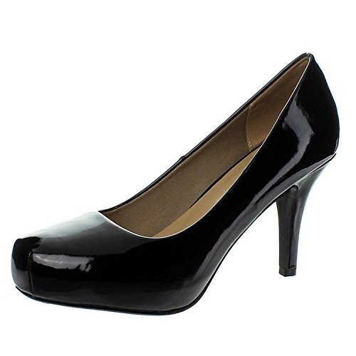 Delicacy Womens Cyndi-92 Heels Work Occasion Close Toe Pumps,Black,6