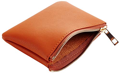 Chelmon Vegan Leather Coin Purse Pouch Change Purse With Zipper For Men Women (Tan) #TOP2