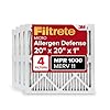Filtrete 20x20x1 AC Furnace Air Filter, MERV 11, MPR 1000, Micro Allergen Defense, 3-Month Pleated 1-Inch Electrostatic Air Cleaning Filter, 4 Pack (Actual Size 19.69 x 19.69 x 0.81 in)