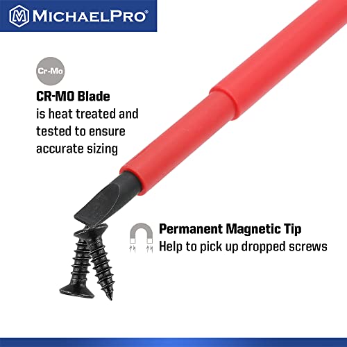 Michaelpro Mp002032 5.5 X 125Mm Slotted Head Insulated Electricians Screwdriver, Professional Slotted Vde Screwdriver, Cr-Mo Steel #TOP3
