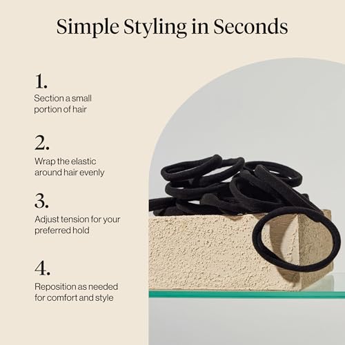 Kitsch Nylon Hair Ties No Damage, Stretchable Hair Bands, 20 Pcs, Black - image 7