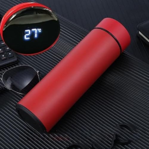 Image of Smart Temperature Water Bottle 500ml | LED Display Touch Lid | Vacuum Insulated Stainless Steel Flask | Keeps Drinks Hot & Cold | Travel, Gym, Office Use (Red)