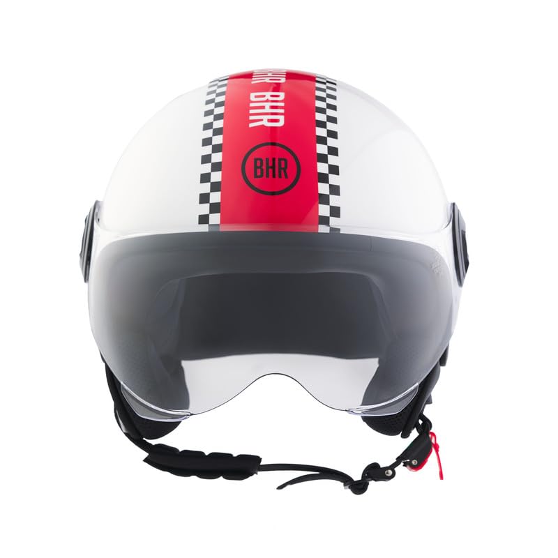 BHR Demi-Jet 835 Special kask na skuter, dopuszczony do użytku przez ECE 22.06, z wizjerem zapobiegającym zarysowaniom, wyzwalaniem mikrometrycznym i wyjmowanym wyposażeniem wewnętrznym
