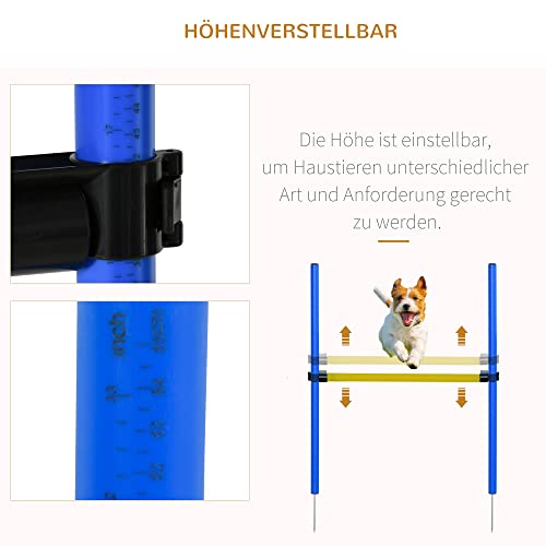 PawHut D07-003 Hund Agility Set Slalom Hürde Tunnel Training inkl. Tragetasche Übung, blau/gelb