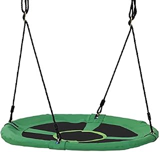 HOMCOM 40 Inch / 100 cm Tree Swing Round Kids Nest Swing Seat Adjustable Rope for Outdoor Backyard Garden Play Activity Green