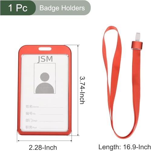 Image of Vertical i- Cards| Hard Metal ID Card Holder /Badge for Office| Compatible with Various Badge Holders, Clips, Lanyards, and Retractable Badge Reels (Pack of 3, Red)