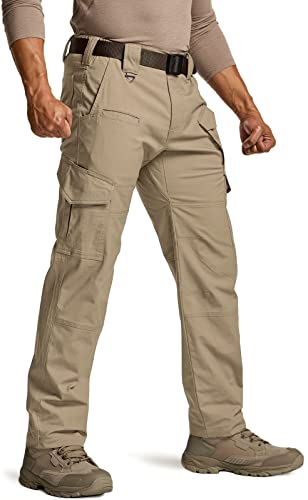 Image of CQR Men's Flex Ripstop Tactical Pants, Water Resistant Stretch Cargo Pants, Lightweight EDC Hiking Work Pants