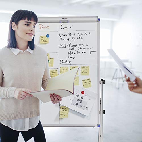 Whiteboard Easel Flipchart Stand Magnetic Dry Erase Board, 36x24inches Aluminum Alloy Portable White Board,Movable Hooks, Adjustable Height - Thumbnail 3