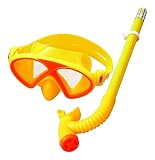 Xinduolei Schnorchelmaske Brille Diving Schnorchel Set Kids Anti-Fog Scuba Tauchmaske Kinder Schwimmen Schnorcheln mit Atemschlauch for Jungen und Mädchen 5-8 Jahre alt Tauchermaske (Color : Yellow)