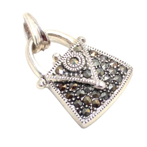 Purse Handbag Charm Pendant 925 Sterling Silver Marcasite Stone Women Handmade Gift G625-image-14