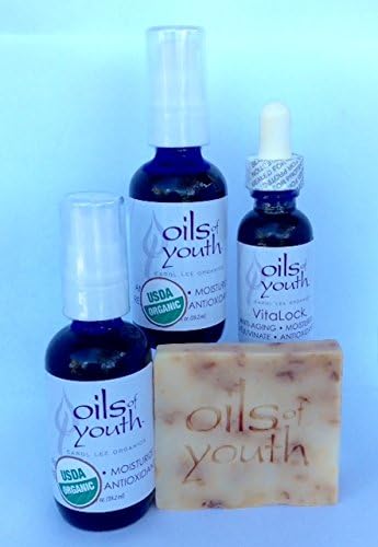 Oils of Youth - USDA Certified Organic Skin Care Formula - 3 Month Supply - Plant Based Face Moisturizer - Cleanser - For ALL skin types - Men and Women - 90 Day Satisfaction Guarantee - Application Instructions DVD