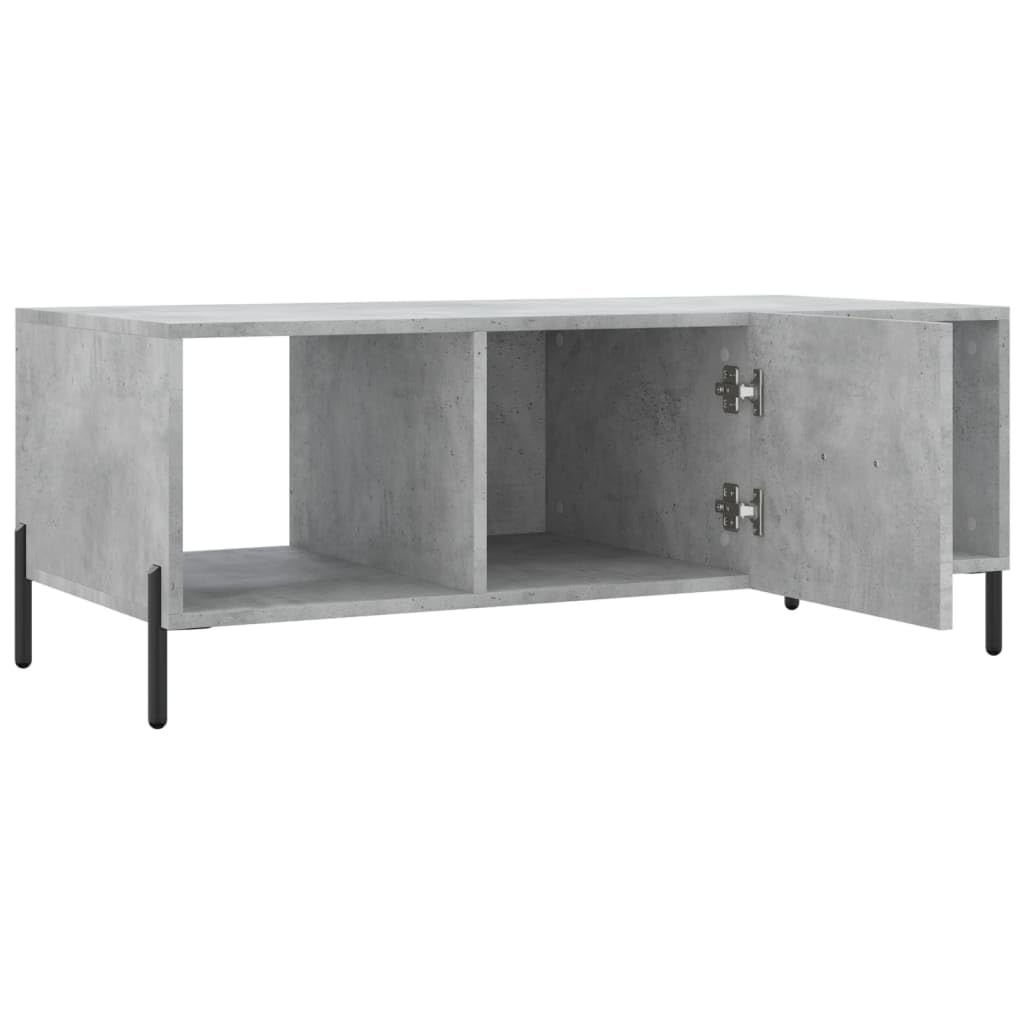 Couchtisch Betongrau Moderner Beistelltisch 102x50x40 cm mit Stauraum Wohnzimmer Möbel Holzwerkstoff Eisenbeine Stylisches Wohnaccessoire für Esszimmer