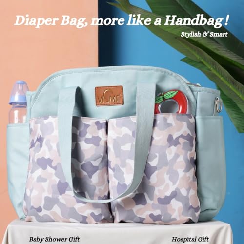 Image of VISMIINTREND Tote Diaper Bag for Mother | Diaper Bag for Mom for Travelling, Hospital | Maternity Baby Diaper Handbag | New Born Baby Bag | Gift for New Mom | for Boy, Girl | Sky Blue