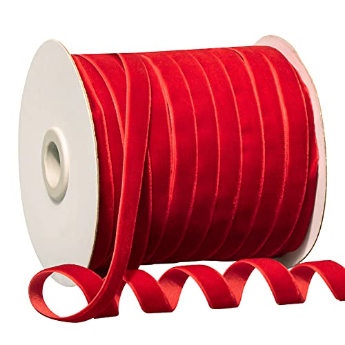 50 Yards Velvet Ribbon, 3/8 Inch (10Mm) Red Velvet Ribbon For Gift Wrapping, Valentine's Day, Wedding, Christmas, Diy Crafts, Decoration, Choker #TOP11