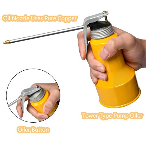 Oil Can Pump Oiler Metal High Pressure Oiler Lubrication Oiling Can Bottle Manual Oil Gun Balight