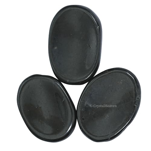 Image of Certified Black Tourmaline Crystal Thumb Worry Pebbles Stones for Anxiety Stress Relief Massage - AAA Grade Original Healing Gemstone Agate Rubbing Stone for Yoga Meditation Spiritual Reiki Feng Shui