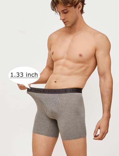 Image of FINETOO Mens Underwear Cotton Boxer Briefs Soft Breathable Boxers Moisture-Wicking Shorts Clothing Underwear for Men Pack 3