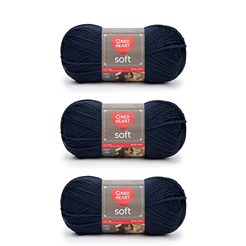 Image of Red Heart Soft Navy Yarn - 3 Pack of 141g /5oz - Acrylic - 4 Medium (Worsted) - 256 Yards - Knitting /Crochet