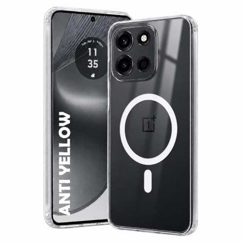 Image of DIZORO Crystal Clear Magnetic Compatible with Oneplus Nord 6 Back Cover case with Anti-Yellow (Compatible with Magsafe) Anti-Scratch | Shockproof Transparent Cover