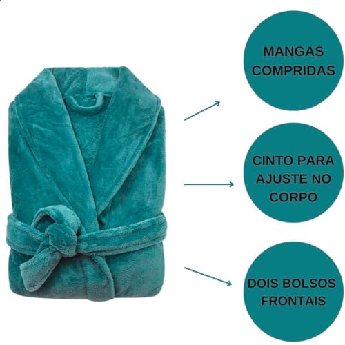 Roupão de Banho Microfibra Felpudo Tamanho G Verde Água