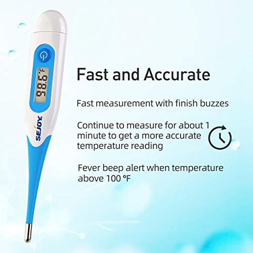 Digital Thermometer for Adults, Medical Oral Thermometer for Fever, Rectal Armpit Thermometer for Baby Kids and Adults, Accurate Waterproof Termometro