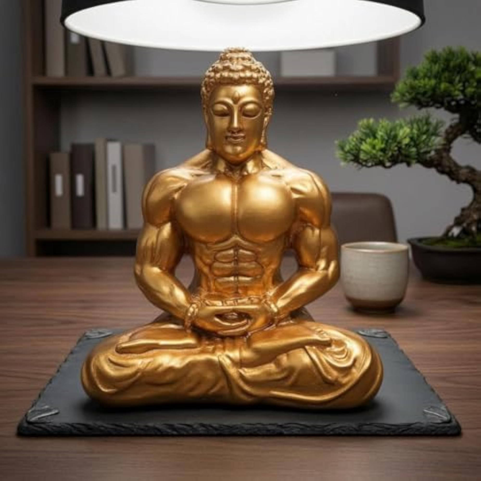 Zen Buddha Statue, Glossy Finish, Meditation Decor