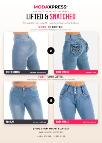 Image of Moda Xpress Women's Butt Lifting High Waisted Bootcut Jeans - Stretchy, Comfortable Flare Jeans in Junior Size Vintage Style