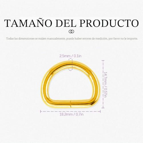Miniatura 2 de Swpeet 150 Anillos En D De Metal Multiuso De 1 2 Pulgada A 13 Mm, Anillo En D Semicircular Para Bolsas De Herramientas, Accesorios De Bricolaje Oro, 1 2 Pulgada