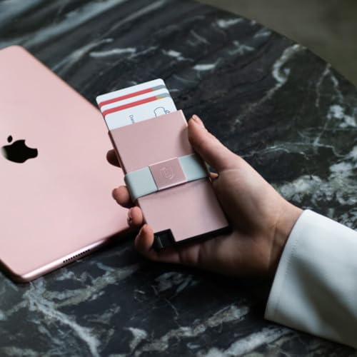 Image of Ekster Aluminum Cardholder Wallet for Men | Metal Wallets with RFID Blocking Layer | Slim & Minimalist Aluminum Wallet with Push Button for Quick Card Access (Rose Gold)