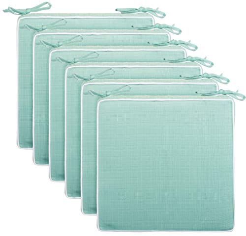 Brandsseller Lot de 6 Coussins de Chaise 40x40x4 cm - Galette de Chaise hydrofuge et anti-salissure avec Liens en aspect Lin – pour l’intérieur et...