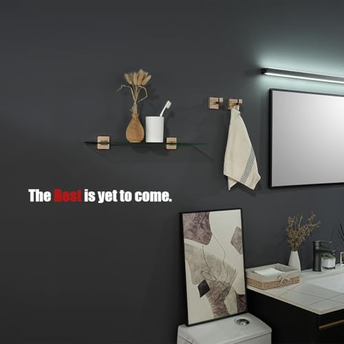 JQK Bathroom Glass Shelf, Floating Tempered Glass Shower Storage 20 by 5 inches, 304 Stainless Steel Champagne Bronze Wall Mount, TGS201L20-CB by JQK - Used condition - Image 4
