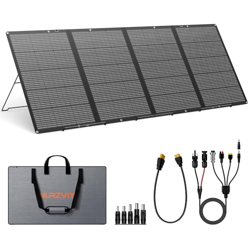 NURZVIY 400W Portable Solar Panel Foldable Lightweight Charger with Upgraded Bracket, 36V Waterproof 400 Watts Solar Panels for RV, Campervan, Power Outages, Sheds, Outdoor Off Grid Essentials