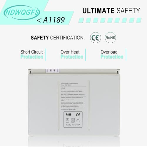 Image of New A1189 Laptop Battery for Apple MacBook Pro 17-inch Series A1151 A1212 A1261 A1229 MA458 MA458 /A MA458G /A MA458J /A MA092 MA611 MB166B (Small, Silver) 1