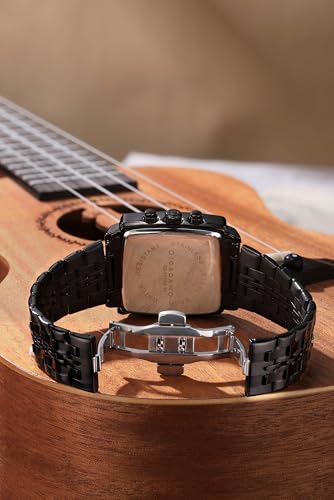 Image of Giordano Multi Function Watch for Men with Square Dial, Stainless Steel Strap and Date Display