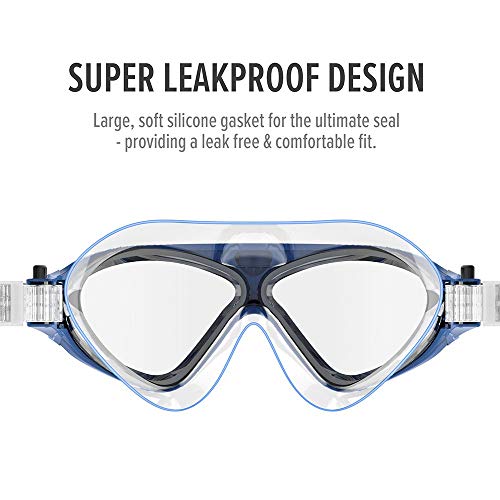 Outdoormaster Swim Mask - Wide View Swimming Mask & Goggles Anti-Fog Waterproof Blue #TOP1