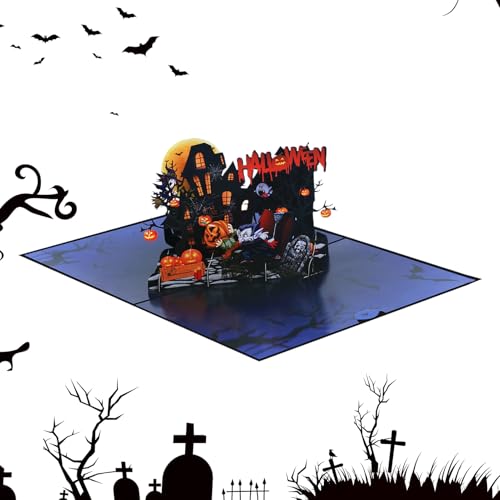 ハッピーハロウィンカード - 立体 ペーパーアート グリーティングカード | テーブル・本棚・マントルピース飾り用封筒付き収集用立体ペーパーアート