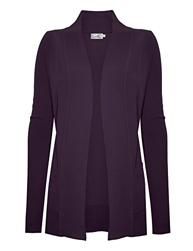 Image of Cielo Women's Solid Basic Open Front Pockets Knit Sweater Cardigan