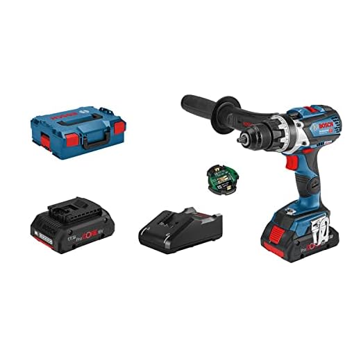 Bosch Professional 18V System Akku-Bohrschrauber GSR 18V-110 C (max. Drehmoment: 110 Nm, max. Schrauben-Ø: 12 mm, inkl. Connectivity-Modul, 2x4.0 Ah ProCore Akku, Ladegerät GAL 18V-40, in L-BOXX)