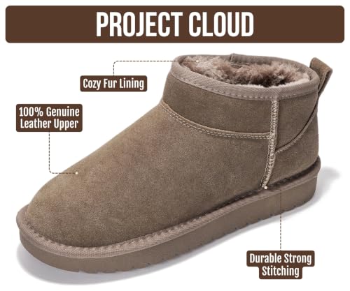 Image of 100% Genuine Leather Womens Boots Fur-Lined Booties Ankle Boots for Women