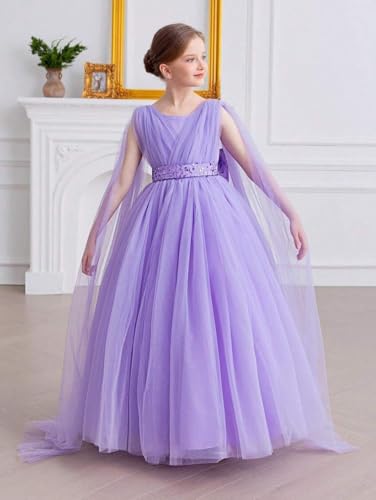 First Communion Dress Bow-Knot Sleeveless Tulle Flower Girl Dress for Wedding Party Dress 6-18 Years PY2122