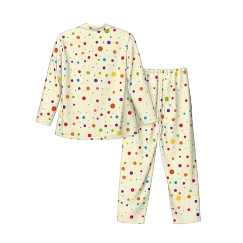 Polka Dots Mans Pajamas Long Sleeve Pajama Set Button Down Pj Pants Set Nightwear Soft Comfy Casual Homewear Suit2