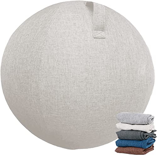 Housse de Ballon d'exercice Housse de Siege Ballon Ergonomique Boule de Yoga Antidérapante Couverture pour la Yoga, Fitness, Pilates, Bureau, l'équilibre, Grossesse (Blanc crème,65CM) Cover