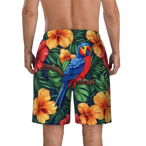 Beautiful Bird Flower Print Men's Beach Pants Lightweight Quick-Dry Swim Pants with Mesh Lining for Men4